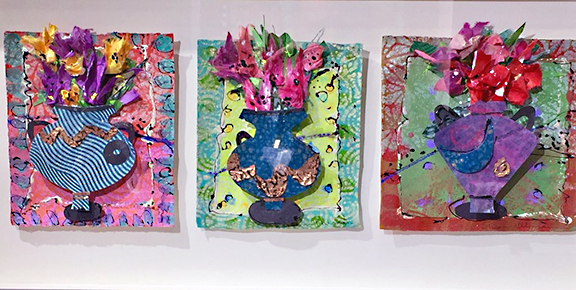 Three Floral Boquets in Vases Three Floral Boquets in Vases by artist Susan Ullman